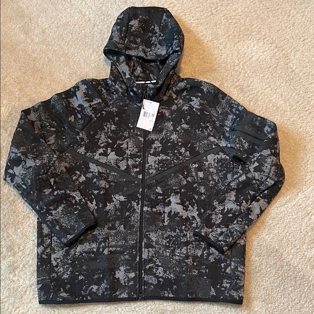 Men’s Nike Tech Fleece Windrunner Full Zip Hoodie Smoke Grey Camo XXL